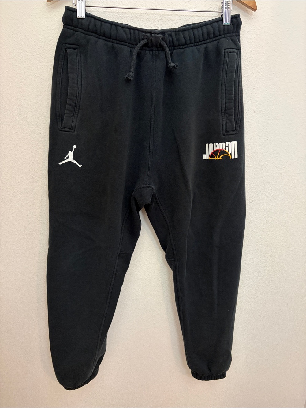 Jordan Black Jogger Sweatpants with White Jumpman & Team Graphic